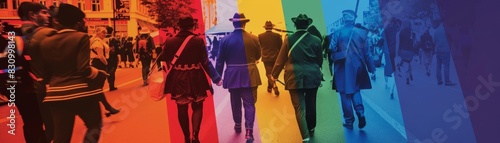 LGBTQ history month Focus on a timeline of LGBT history with key events highlighted, with a historical background, with center space for text