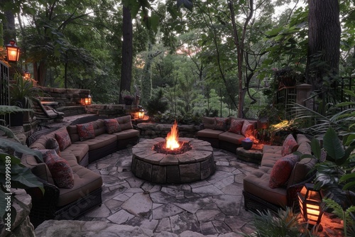 Cozy Patio with Central Fire Pit and Seating