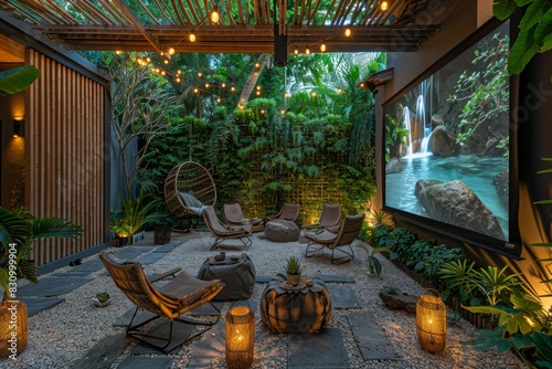Garden Picnic Area with Picnic Table Surrounded by Nature

