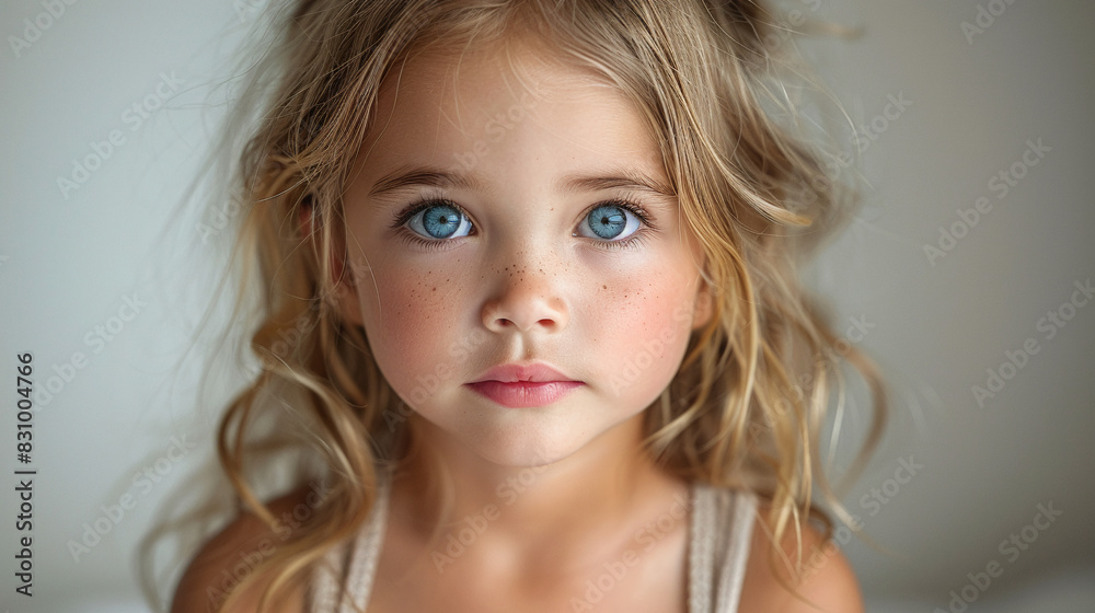 Professional studio photo portrait of a cute little girl, lovely kid with naive face, adorable baby, a child with a emotional expression, widescreen 16:9 Professional studio photo portrait of a cute little girl, lovely kid with naive face, adorable baby, a child with a emotional expression, widescreen 16:9
