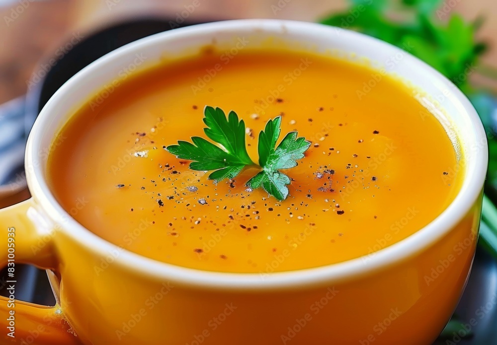 Healthy Diet Carrot Cream Soup. Studio Photography Healthy Diet Carrot Cream Soup. Studio Photography