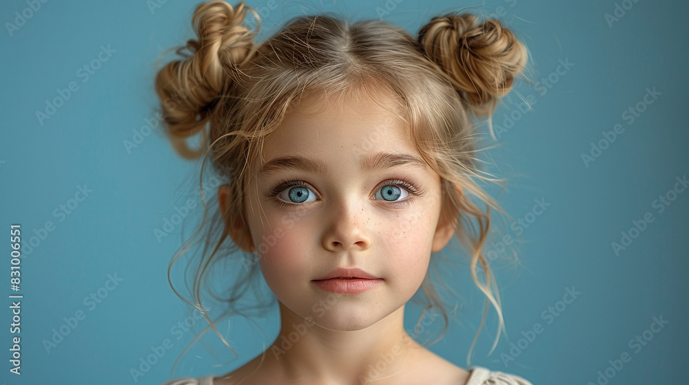 Professional studio photo portrait of a cute little girl, lovely kid with naive face, adorable baby, a child with a emotional expression, widescreen 16:9 Professional studio photo portrait of a cute little girl, lovely kid with naive face, adorable baby, a child with a emotional expression, widescreen 16:9