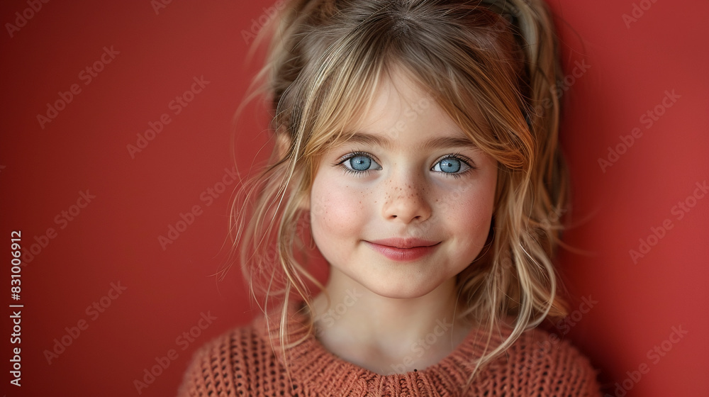 Professional studio photo portrait of a cute little girl, lovely kid with naive face, adorable baby, a child with a emotional expression, widescreen 16:9 Professional studio photo portrait of a cute little girl, lovely kid with naive face, adorable baby, a child with a emotional expression, widescreen 16:9