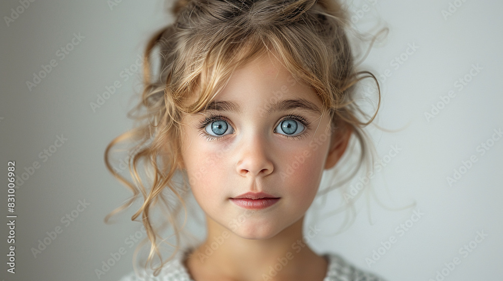 Professional studio photo portrait of a cute little girl, lovely kid with naive face, adorable baby, a child with a emotional expression, widescreen 16:9 Professional studio photo portrait of a cute little girl, lovely kid with naive face, adorable baby, a child with a emotional expression, widescreen 16:9