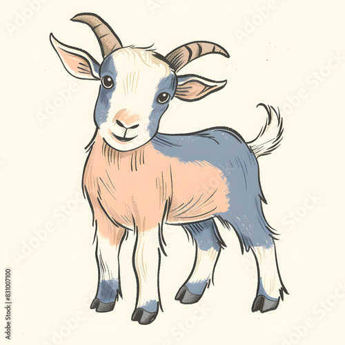a cartoon of a goat. © jajuji