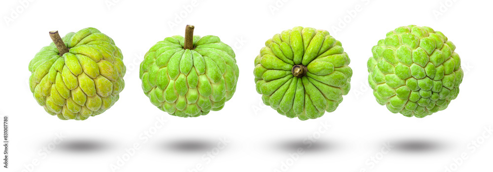Flying custard apple or Sugar apple isolated on white background. Flying custard apple or Sugar apple isolated on white background.