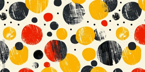 Dots and dashes in yellow, red, and black, arranged in a whimsical fashion to capture the essence of a mischievous yet lovable character known for its electric touch, ai generated photo