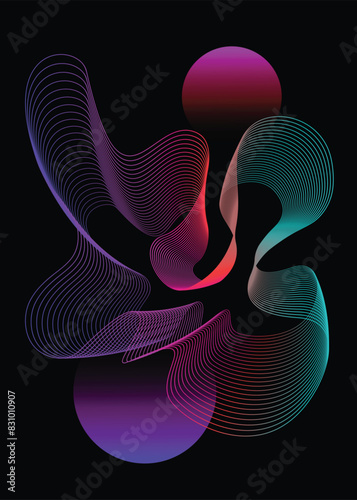 Vertical Vibrant gradient wave line background vector.  Abstract trendy modern design wallpaper for music poster, covers, Brochures, flyers, Presentations,Poster, Banners. Vector illustration.