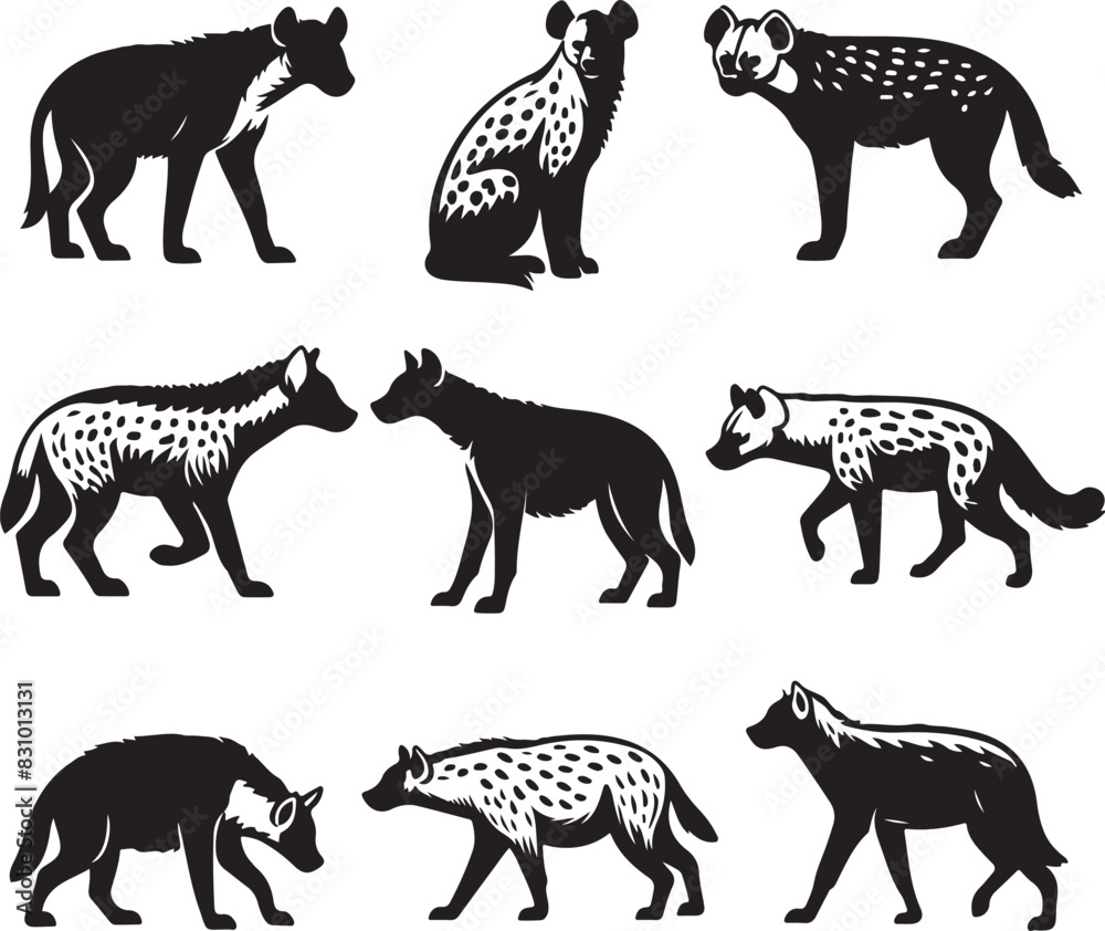 hyena silhouette bundle vector