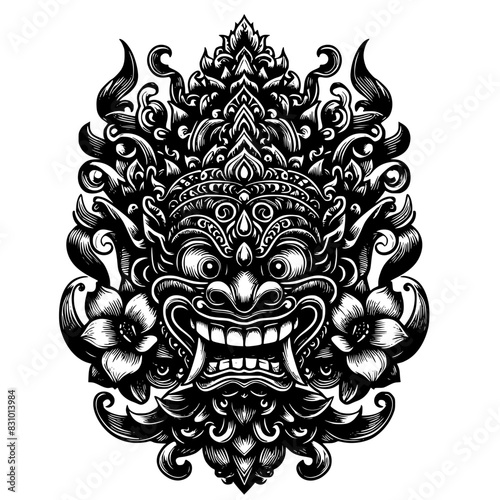 Barong, balinese mask, balinese mask vector art