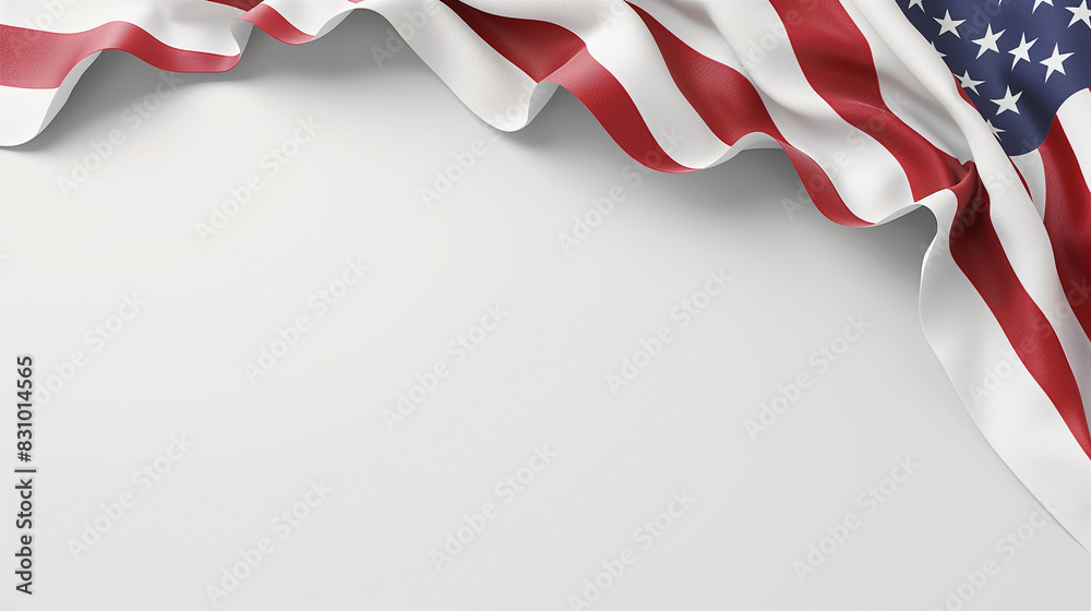 Folded American Flag Half Shown from a Corner on White Background, Memorial Day Folded American Flag Half Shown from a Corner on White Background, Memorial Day