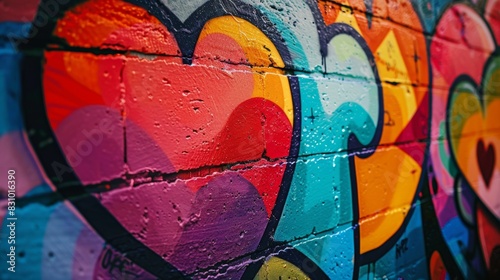 A graffiti wall, LGBTQ symbols and messages, bold and dynamic, rainbow colors and abstract patterns. Background of a city alley. Crisp graffiti details, colorful lighting illuminating the wall,