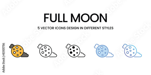 Full Moon icons vector set stock illustration. photo