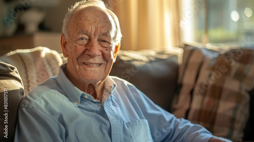 The elderly man smiling photo