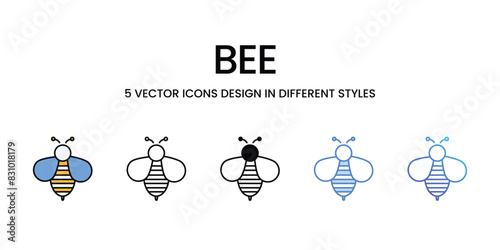 Bee icons vector set stock illustration.