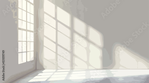 Light and shadow from window on white wall space for