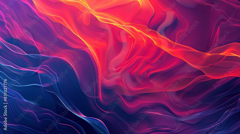 Obraz premium A colorful, abstract painting with a blue and purple background and red
