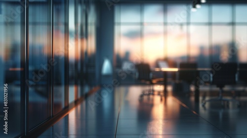 Blurred Modern Office Conference Room with Panoramic Windows - Corporate Meeting Space，Beautiful blurred background image of modern office conference room with panoramic windows. . Artificial intellig