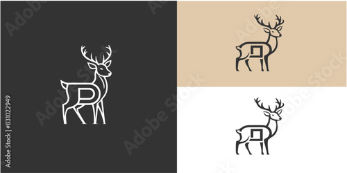 Simple and unique letter or word D font with deer graphic icon logo design abstract concept vector stock.