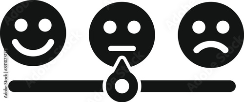Customer satisfaction rating icons with emotional scale and user performance measurement for consumer feedback evaluation and quality service assessment