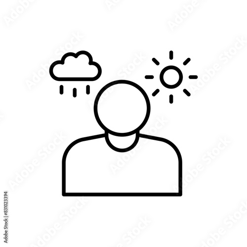 Bipolar disorder outline icons, minimalist vector illustration ,simple transparent graphic element .Isolated on white background
