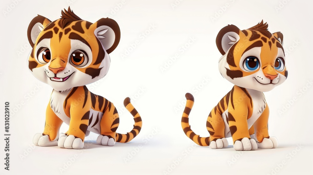 The tiger is a cartoon animal. The baby icon is highlighted on a white background. Cartoon character design.