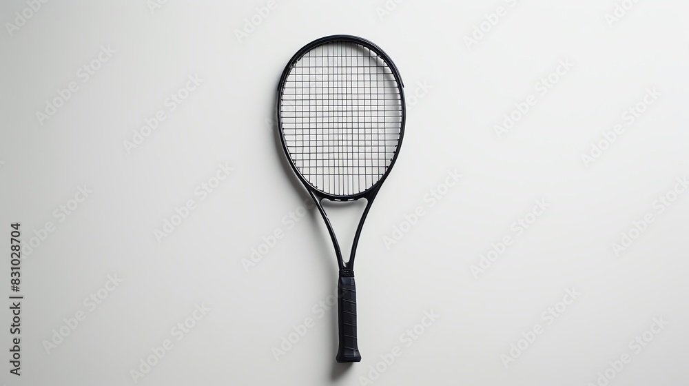 A tennis racket, simple and minimalist, on white plain background A tennis racket, simple and minimalist, on white plain background