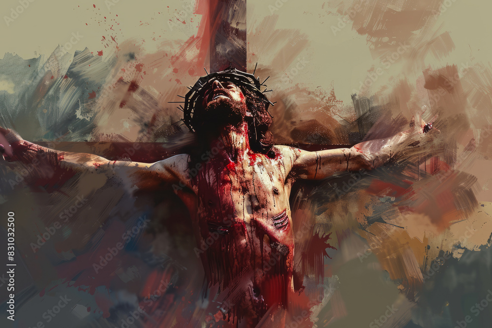 Jesus Christ crucified. Digital painting