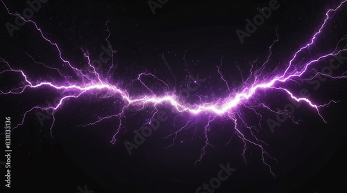 Wallpaper Mural abstract impact of purple glowing light particles with lightning sparks on plain black background Torontodigital.ca