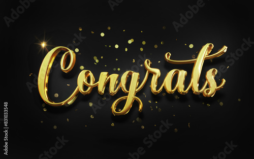 Celebratory "Congrats" in luxurious golden script on a dark background, perfect for graduation flyers and achievement announcements with abundant copy space