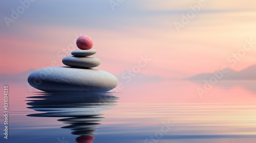 Minimalist Zen garden at dawn  harmonious balance of nature and simplicity  smooth stones  tranquil water  soft morning light