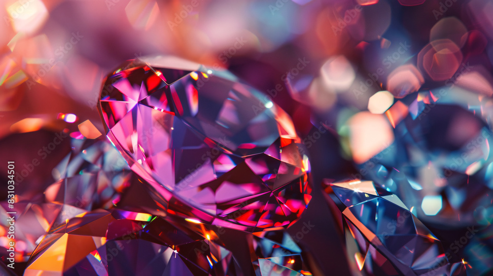 Holographic background with glass shards. Rainbow reflexes in pink and purple color. Holographic background with glass shards. Rainbow reflexes in pink and purple color.
