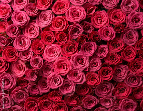 Top view of pink rose flowers backgrounds  wallpaper.  Colorful rose flowers in bloom