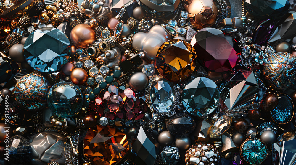 Abstract composition featuring a dynamic mix of gems Abstract composition featuring a dynamic mix of gems