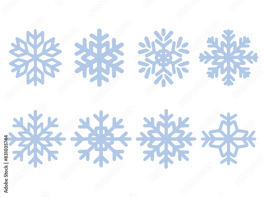 Set of blue snowflake icons collection isolated on white background. Set of blue snowflake icons collection isolated on white background.