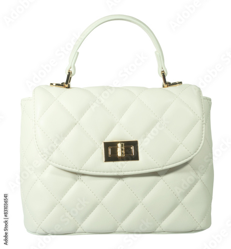 Elegant white beige leather handbag bag fashion for women or girls. Lovely acessorries concept