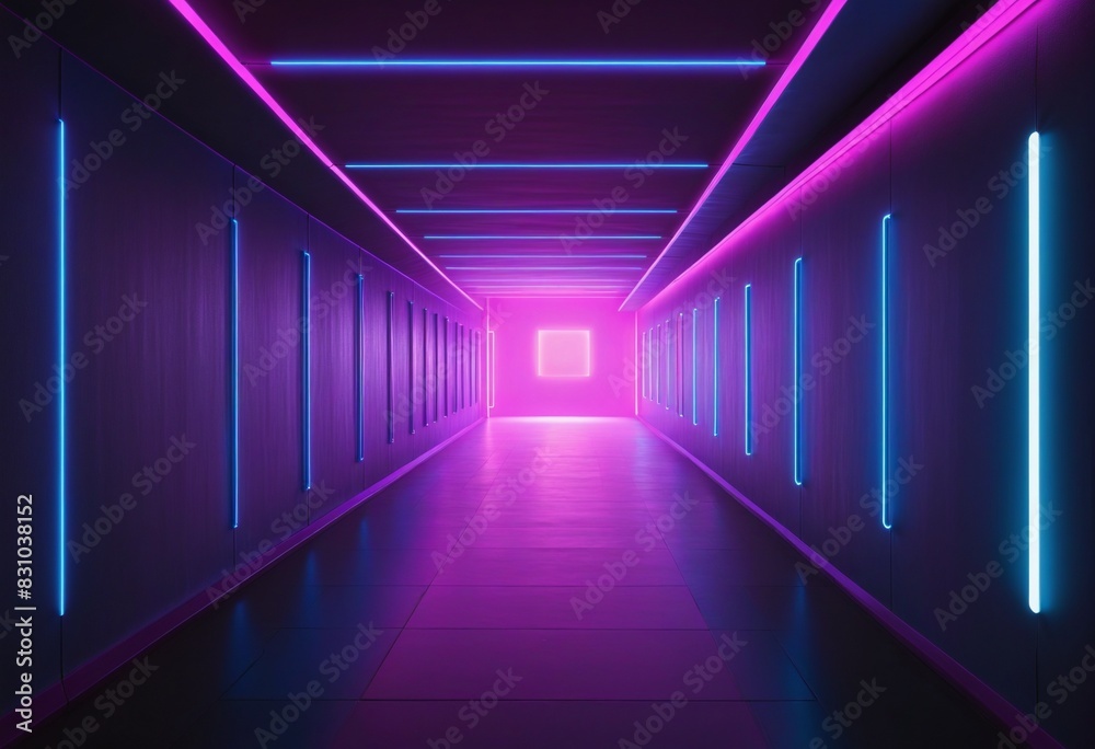 Neon light abstract background, hall way to a night club, wall paper design Neon light abstract background, hall way to a night club, wall paper design