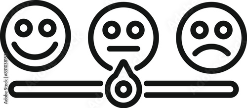 Customer satisfaction scale icon with feedback emoticons and happysad rating faces for service quality control level measurement in business concept performance review