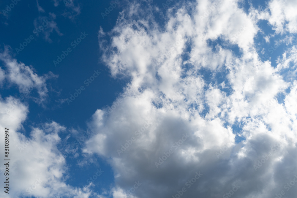 Blue Sky with White Clouds, Sunny Cloudy Sky Texture Background, Fluffy Clouds Pattern, Sunny Cumulus Blue Sky with White Clouds, Sunny Cloudy Sky Texture Background, Fluffy Clouds Pattern, Sunny Cumulus