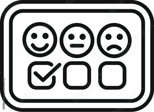 Customer satisfaction feedback icons with smiley face rating survey scale and user service review quality control emoticons for unhappy. Neutral