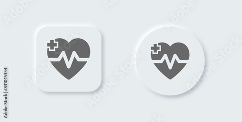 Heart beat solid icon in neomorphic design style. Health signs vector illustration.