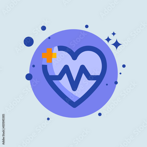 Heart beat flat illustration. Health signs vector illustration.