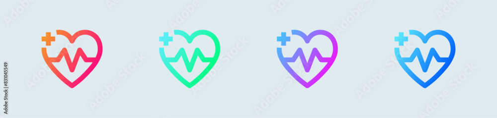 Heart beat line icon in gradient colors. Health signs vector illustration. Heart beat line icon in gradient colors. Health signs vector illustration.