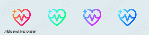 Heart beat line icon in gradient colors. Health signs vector illustration.