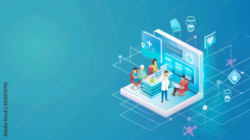 Isometric online medical consultation health care vector image Isometric online medical consultation health care vector image