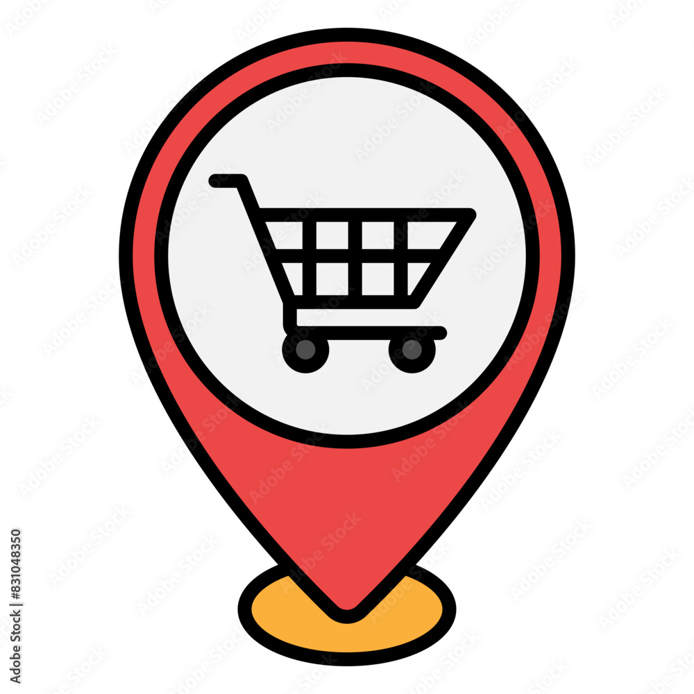 Illustration of Shopping Area Location design Filled Icon Illustration of Shopping Area Location design Filled Icon