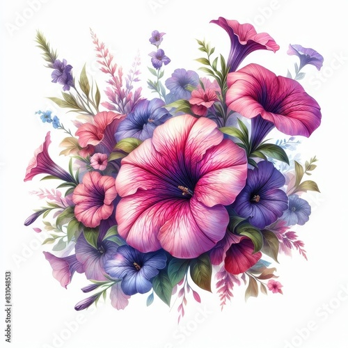 Vibrant Petunia Flowers with Lush Foliage