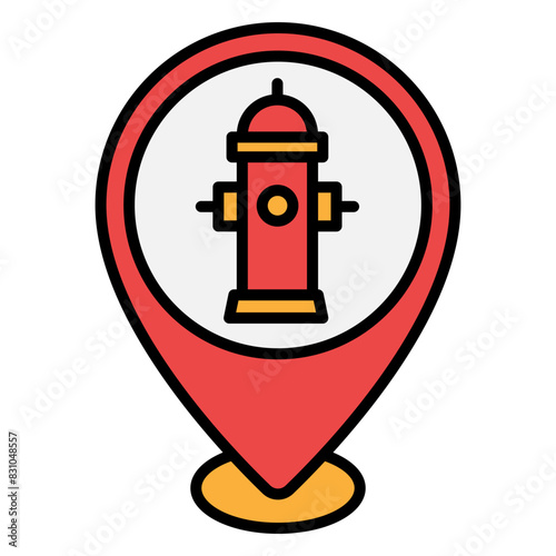 Illustration of Firehydrant Location design Filled Icon photo