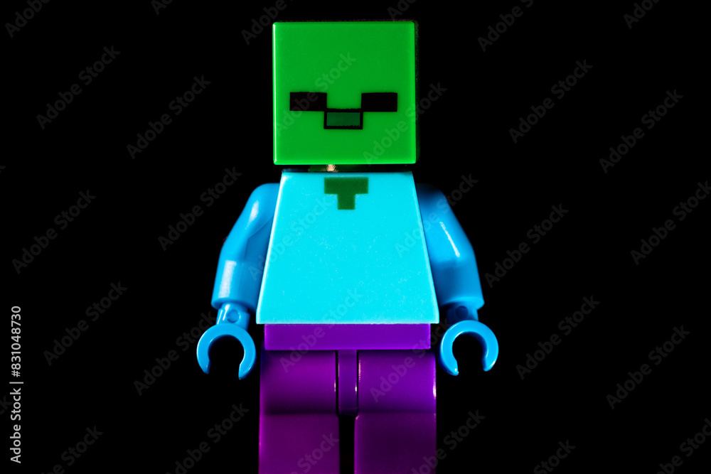 Naklejka premium LEGO Minecraft Zombie mob with green square face