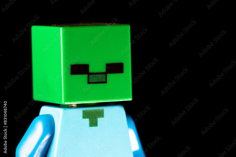 Naklejka premium LEGO Minecraft Zombie mob with green square face